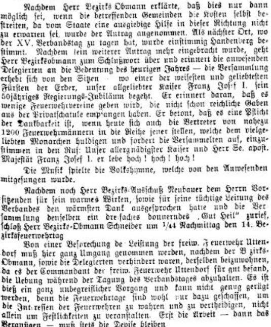 Uttendorf Neue Warte am Inn Jg 18 Nr 29 vom 18.07.1898 S 7 Auszug 2